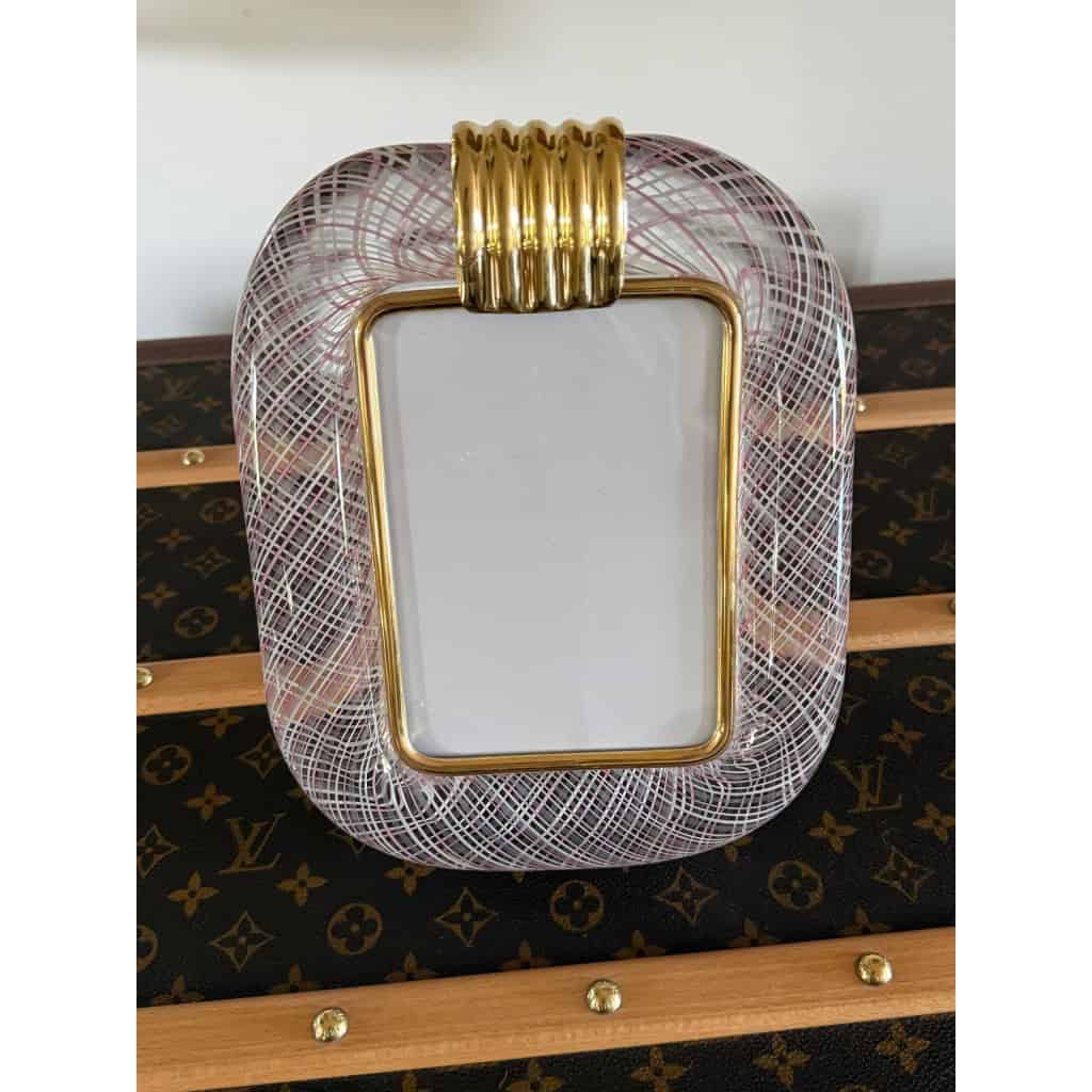 Cadre en verre de Murano rose filigrane 15