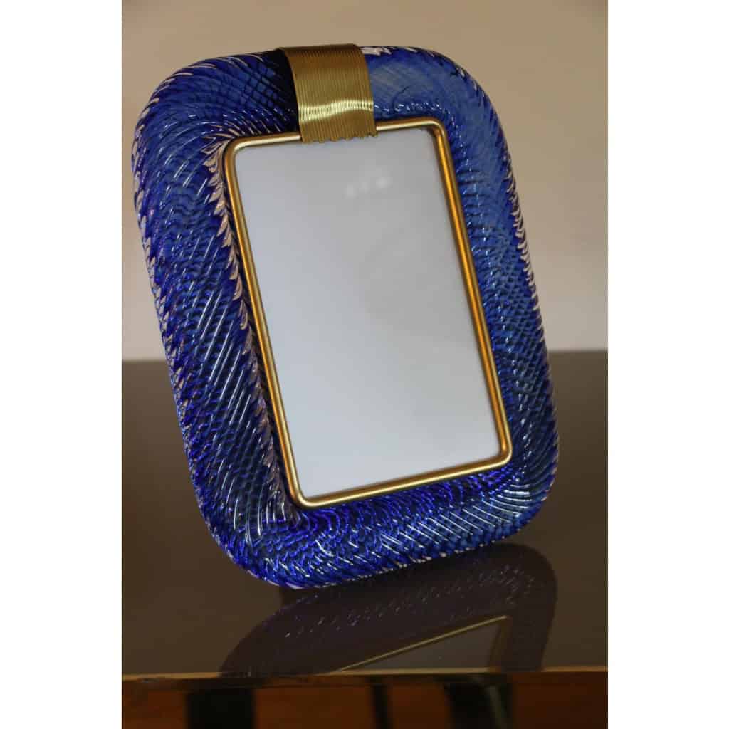 Cadre en verre de Murano bleu saphir 18