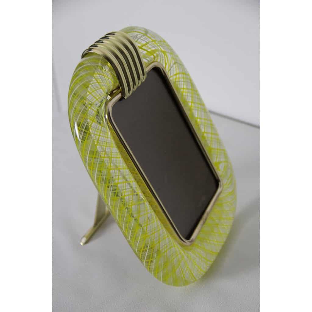 Cadre en verre de Murano jaune en filigranes 19 Cadre en verre de Murano jaune en filigranes 19