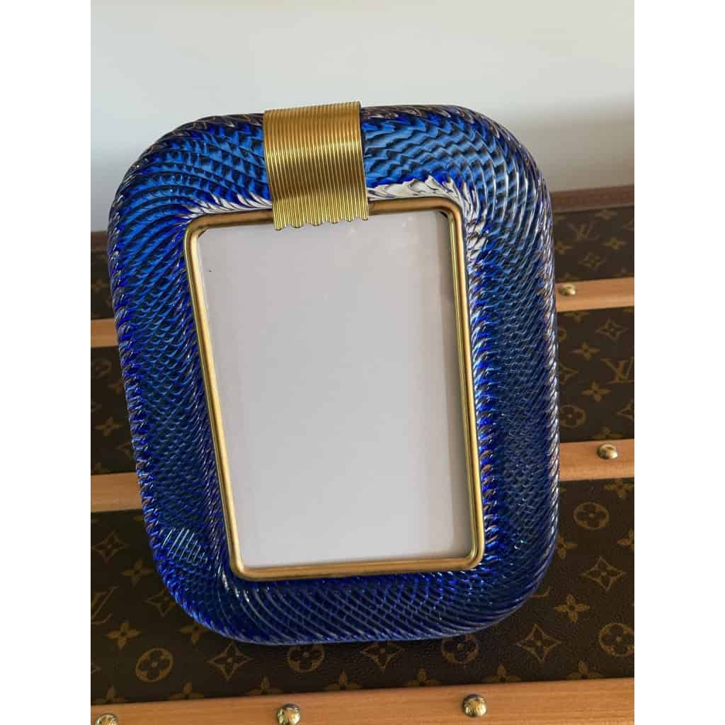 Cadre en verre de Murano bleu saphir 4