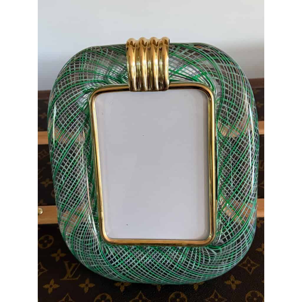 Cadre en verre de Murano vert clair filigrane 4