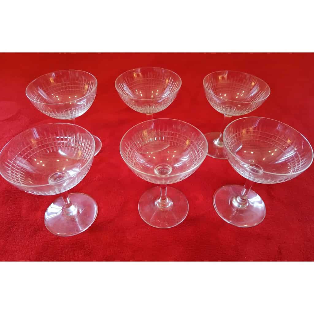 6 coupes à champagne Baccarat Modèle Nancy 5