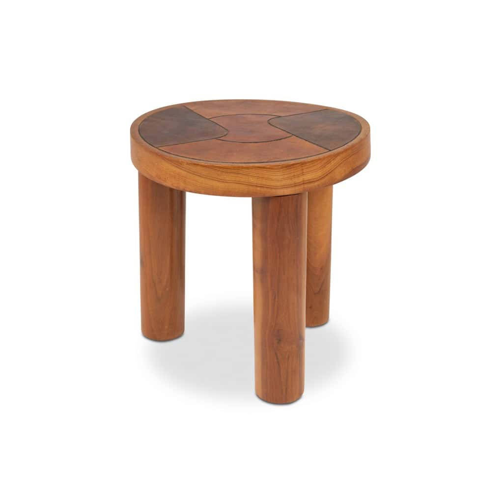 Tabourets et applique en merisier et cuir. Années 1970 6