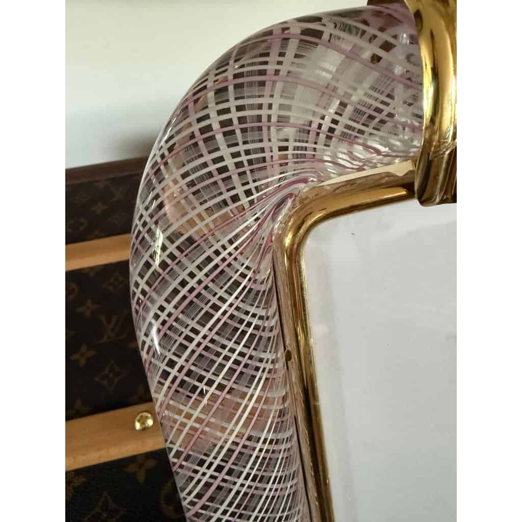 Cadre en verre de Murano rose filigrane 5