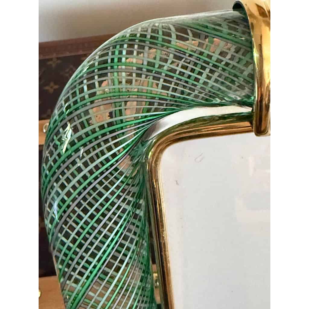 Cadre en verre de Murano vert clair filigrane 5