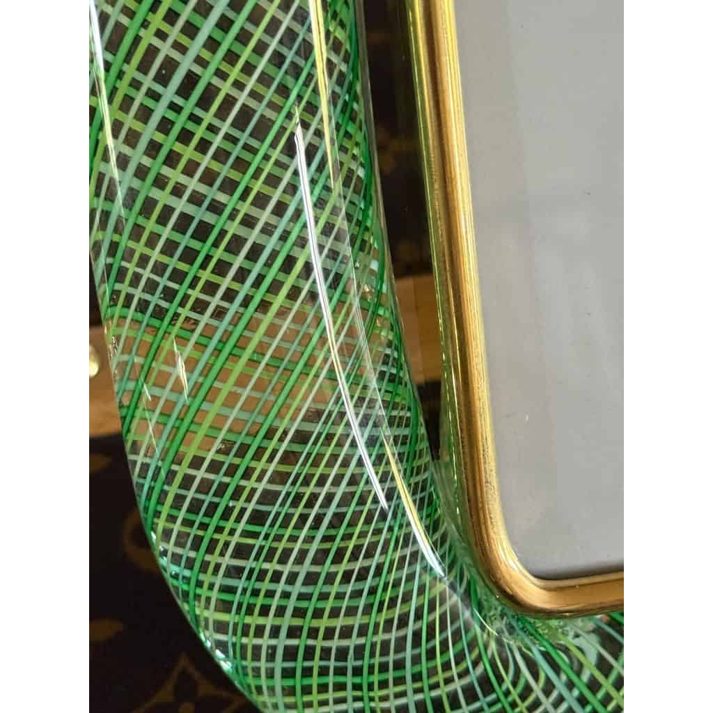 Cadre photo en verre de Murano filigrané vert et jaune 5 Cadre photo en verre de Murano filigrané vert et jaune 5