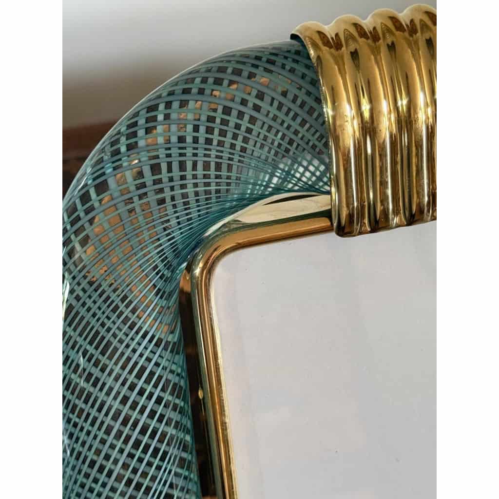 Cadre photo verre de Murano bleu en filigranes 5 Cadre photo verre de Murano bleu en filigranes 5