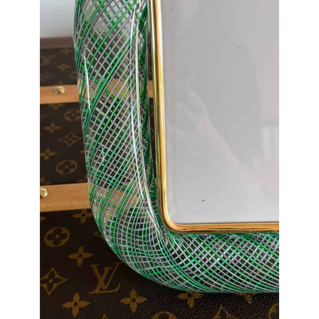 Cadre en verre de Murano vert clair filigrane 8