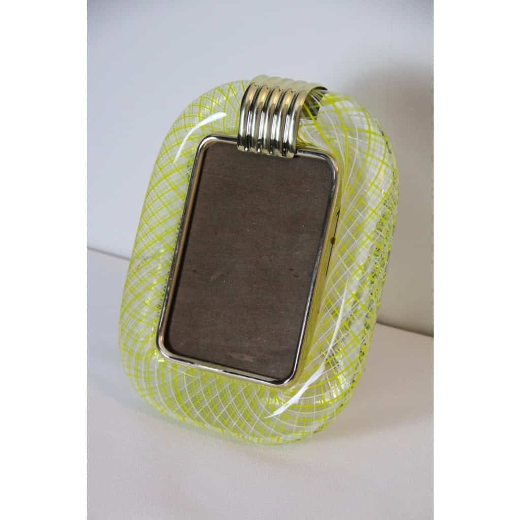 Cadre en verre de Murano jaune en filigranes 9 Cadre en verre de Murano jaune en filigranes 9