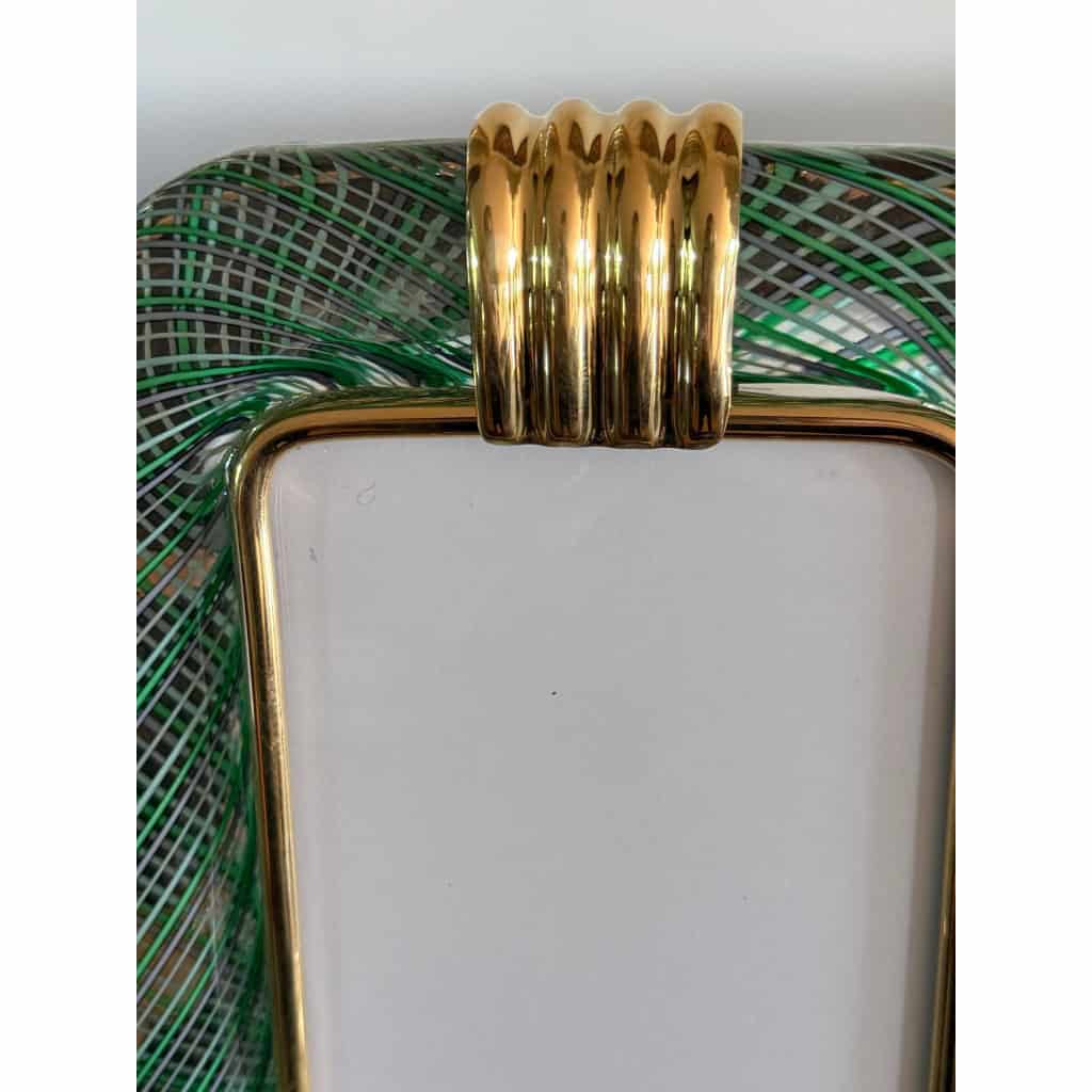 Cadre en verre de Murano vert clair filigrane 9