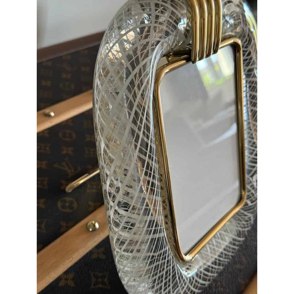 Cadre photo en verre de Murano blanc en filigranes 9