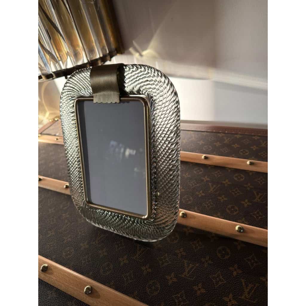 Cadre photo en verre de Murano gris fumé 9 Cadre photo en verre de Murano gris fumé 9