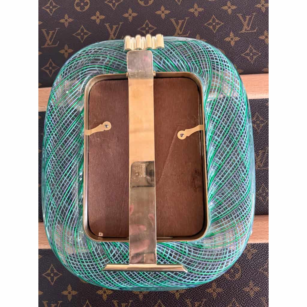 Cadre en verre de Murano vert clair filigrane 10