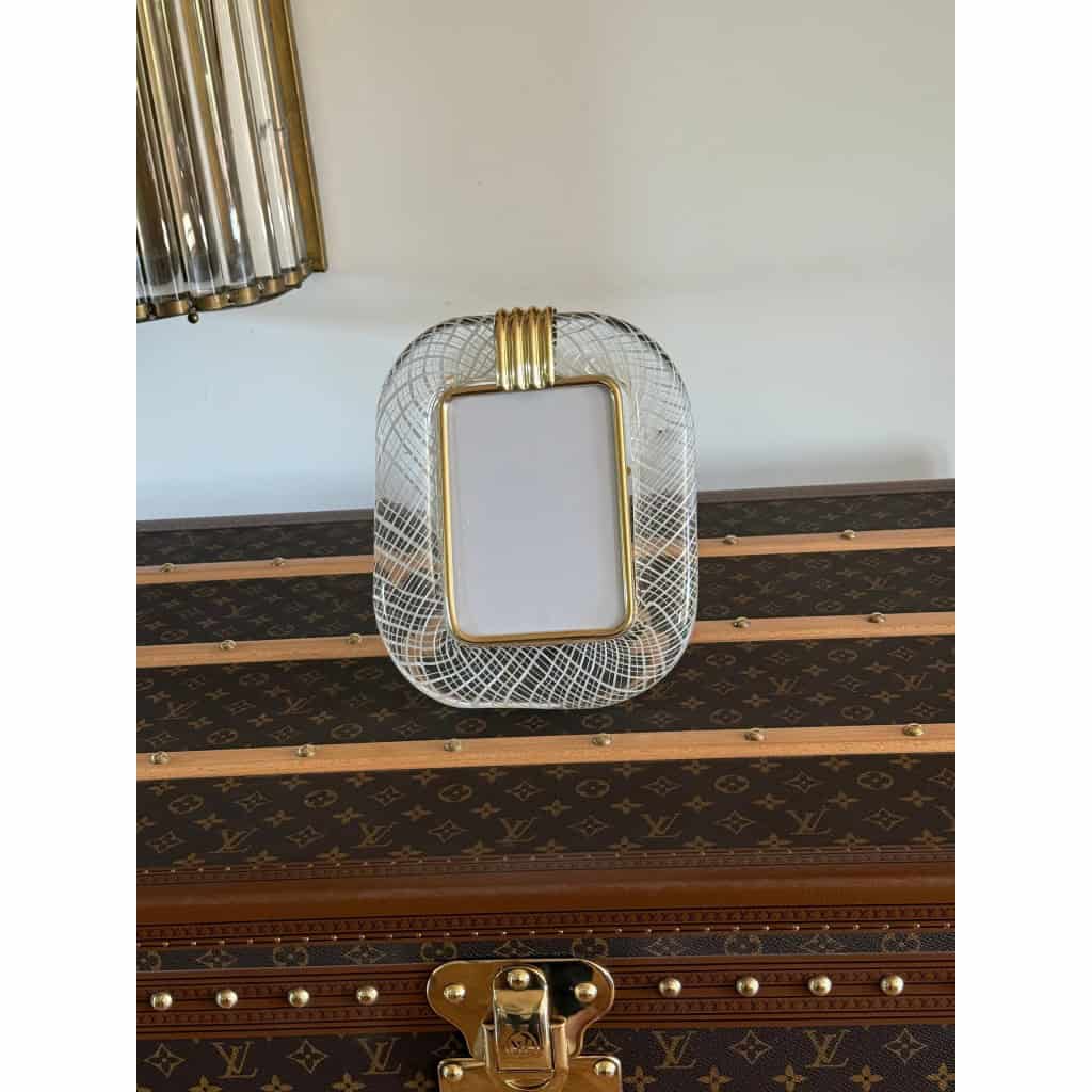 Cadre photo en verre de Murano blanc en filigranes 10