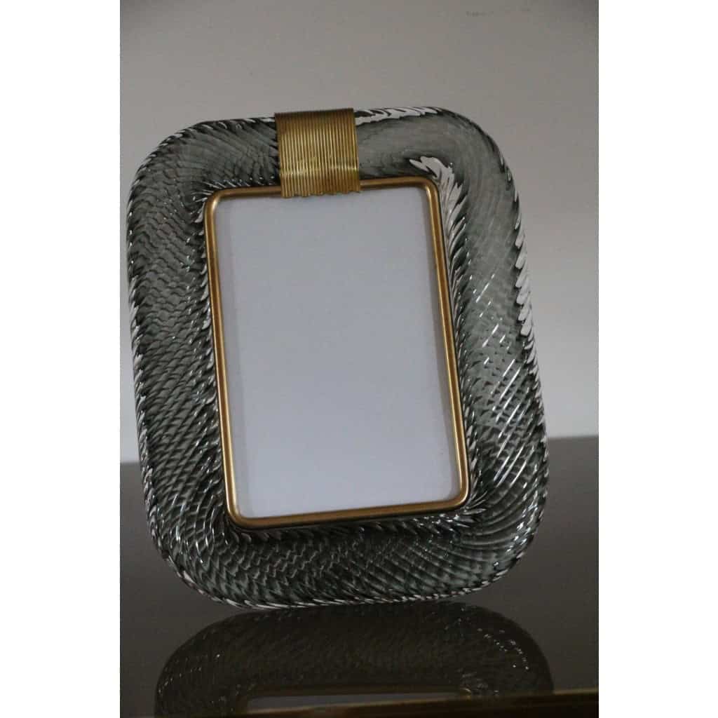 Cadre photo en verre de Murano gris fumé 10 Cadre photo en verre de Murano gris fumé 10