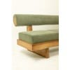 Banquette 3 places en frêne clair et velours de mohair vert. Contemporain 26