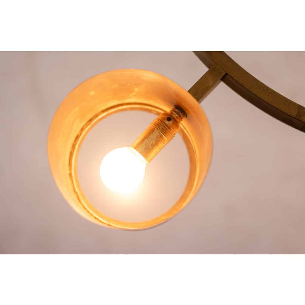 Lustre circulaire en laiton doré mat. Travail italien contemporain 7