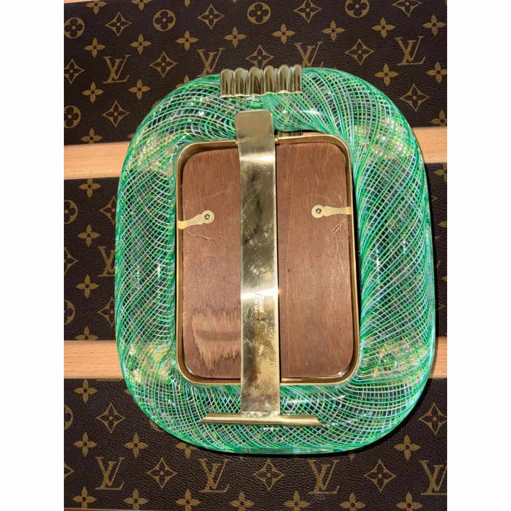 Cadre photo en verre de Murano filigrané vert et jaune 11 Cadre photo en verre de Murano filigrané vert et jaune 11