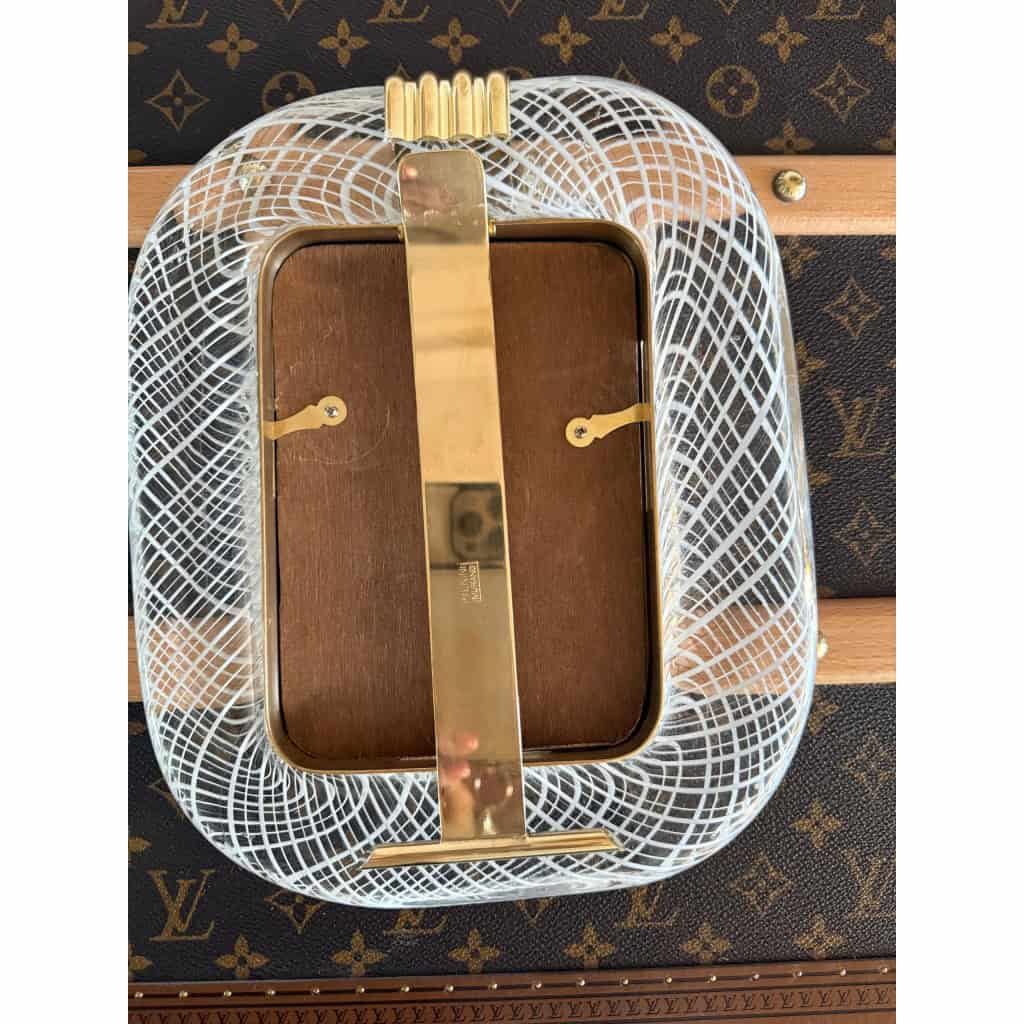 Cadre photo en verre de Murano blanc en filigranes 11