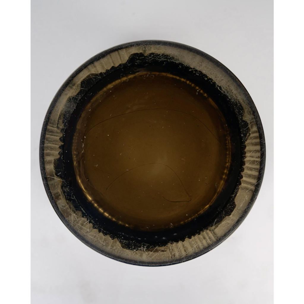 1926 René Lalique – Vase Danaïdes Verre Topaze Fumé Patiné Blanc 9