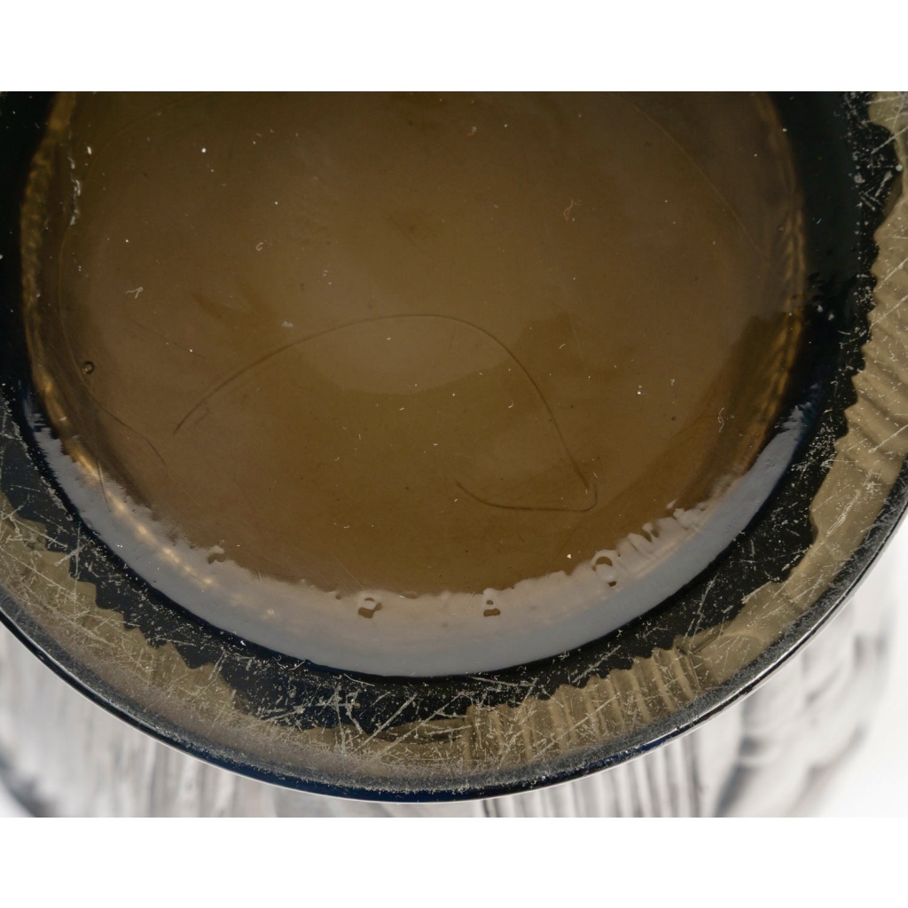 1926 René Lalique – Vase Danaïdes Verre Topaze Fumé Patiné Blanc 10