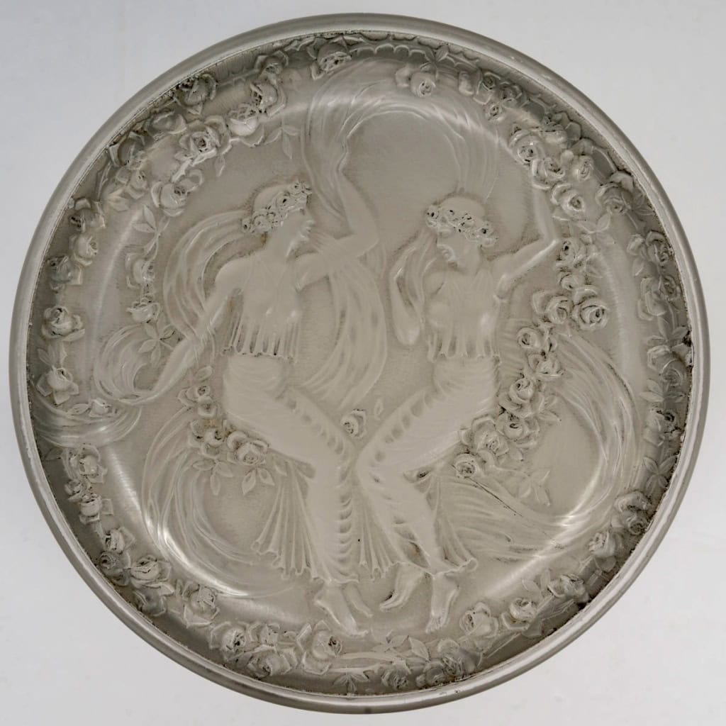 1929 René Lalique – Boîte Figurines et Voiles Verre Blanc Patiné Gris 6