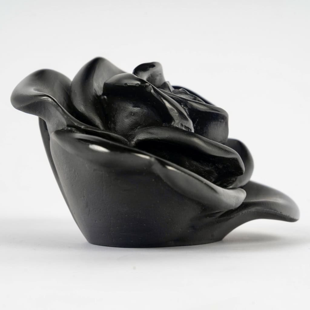 Daum France – Presse Papiers Fleur Décorative Rose Passion Cristal Noir 4