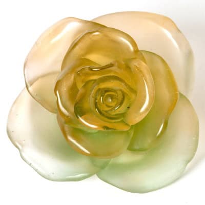 Daum France – Presse Papiers Fleur Décorative Rose Passion Cristal Vert et Orange Daum France – Presse Papiers Fleur Décorative Rose Passion Cristal Vert et Orange