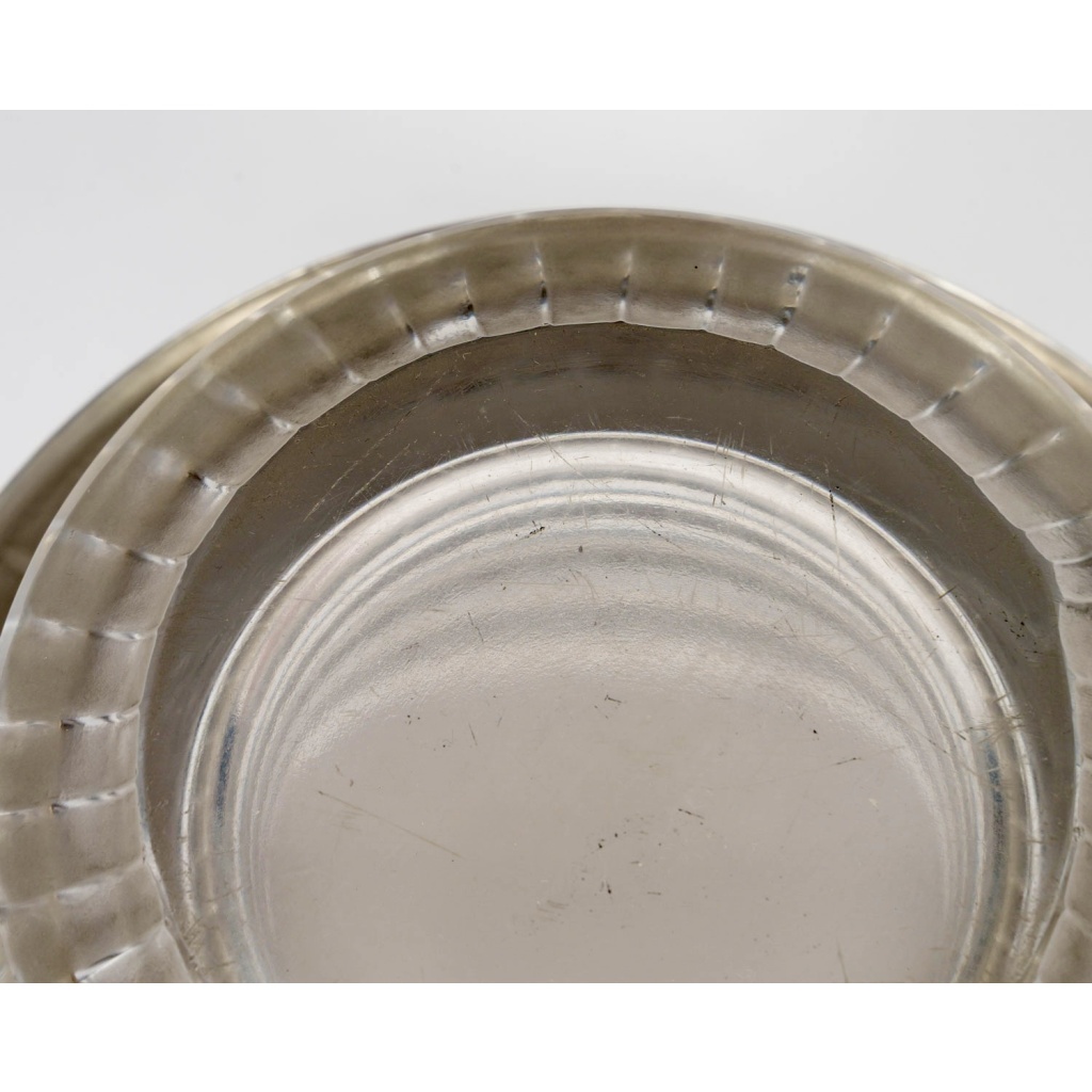 1950 Marc Lalique – Vase Chevreuse Cristal Blanc Patiné Gris 9