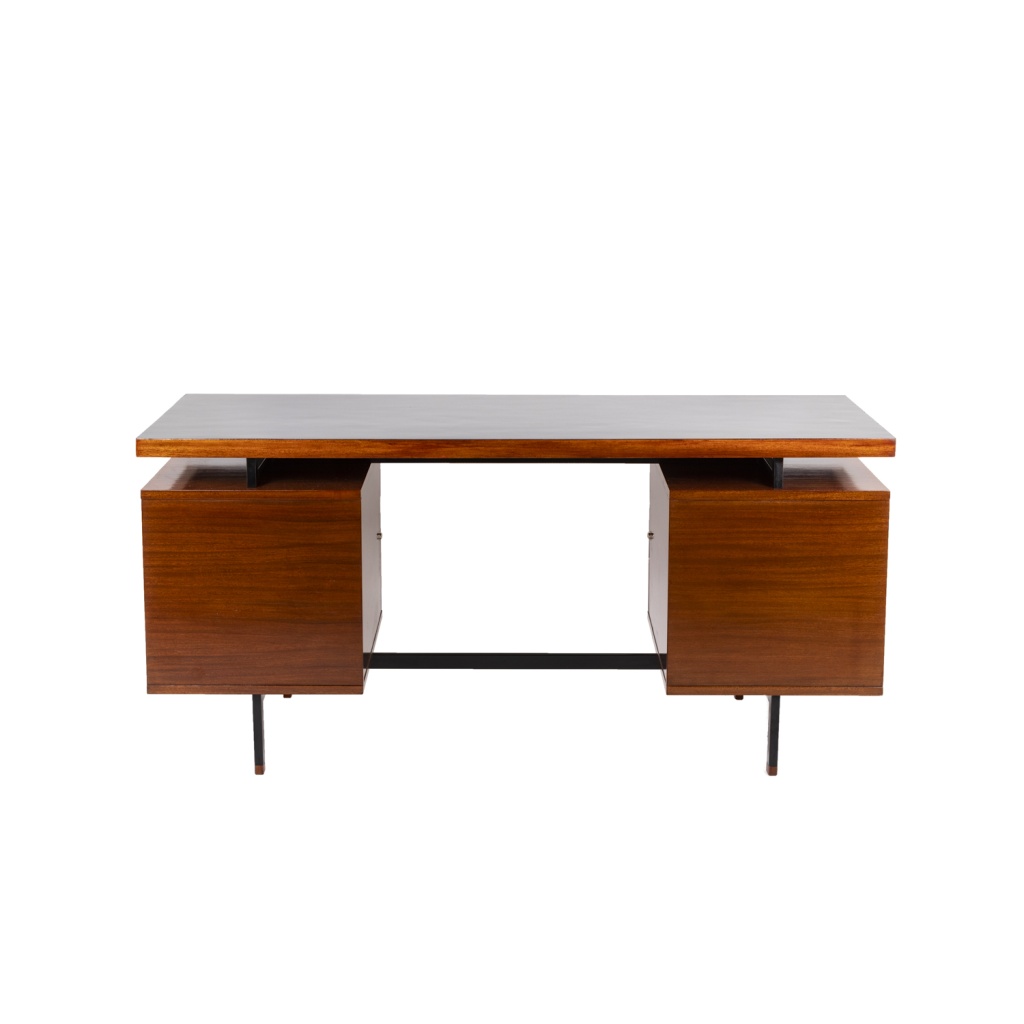 Pierre Guariche, Bureau en acajou et métal laqué, années 1960 7