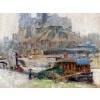 MORTON-JOHNSON Francis Paris Notre-Dame vue des quais de Seine Huile sur carton signée Certificat d&rsquo;authenticité 19