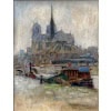 MORTON-JOHNSON Francis Paris Notre-Dame vue des quais de Seine Huile sur carton signée Certificat d&rsquo;authenticité 25
