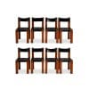Pierre Chapo. Série de 8 chaises « S11 » en orme et cuir. Années 1960-70 19