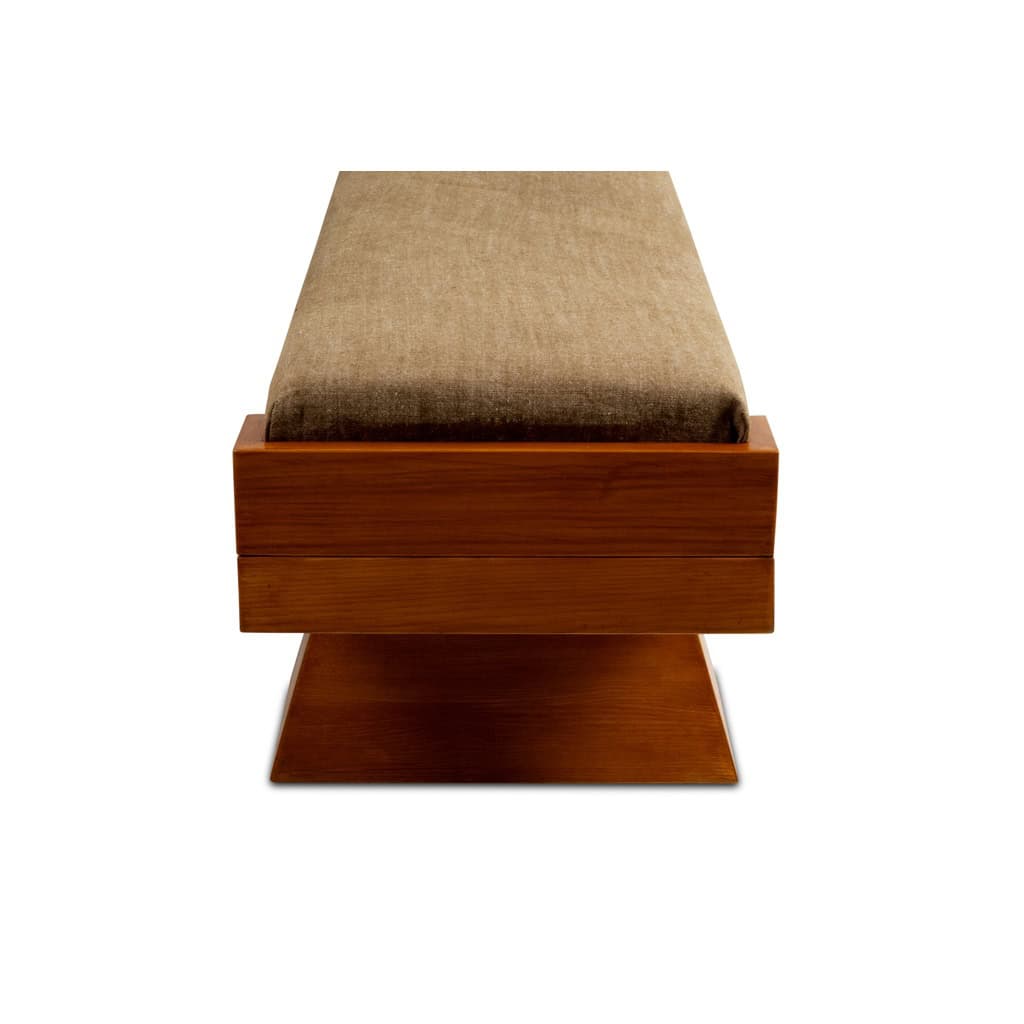 Banquette en frêne et velours de mohair vert. Contemporain 8