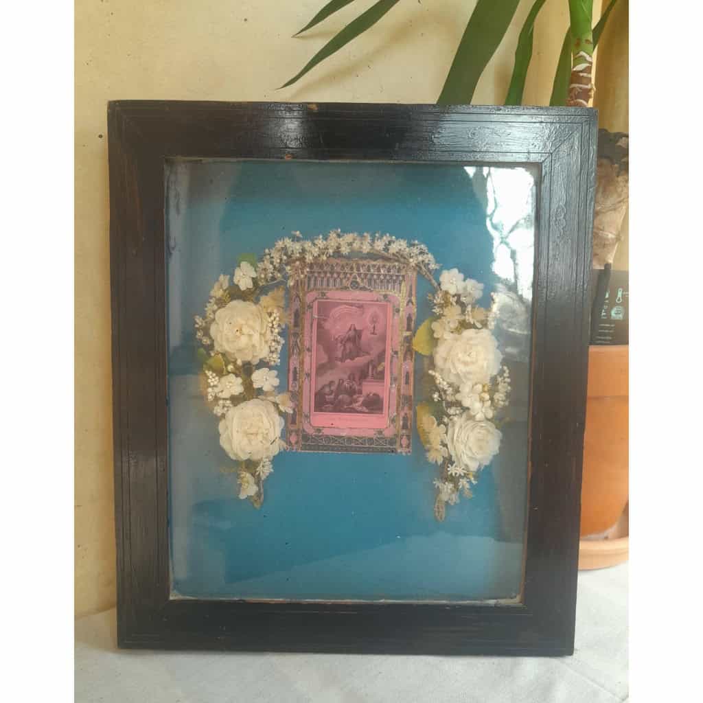 Cadre de communion, Napoléon III, bois noirci. 6