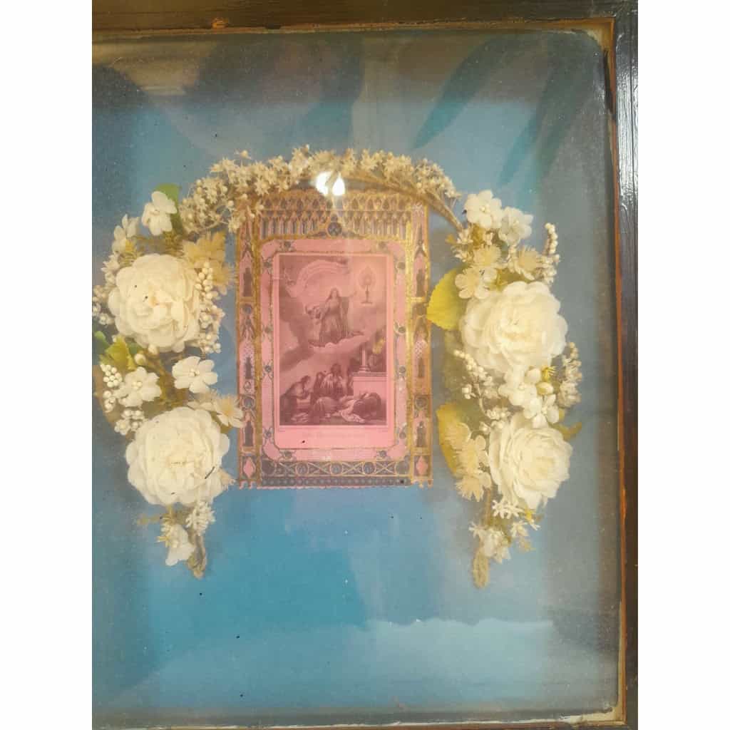 Cadre de communion, Napoléon III, bois noirci. 10