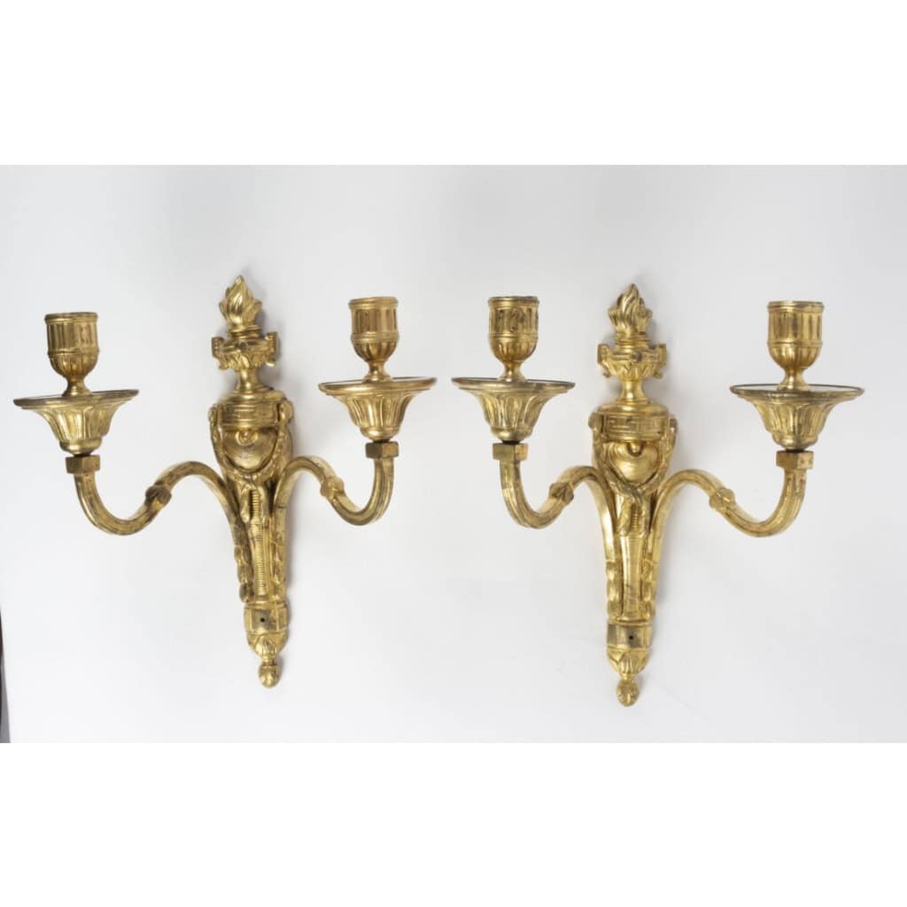 Paire d&rsquo;appliques d&rsquo;époque Louis XVI (1774 – 1793). XVIIIème siècle. 3