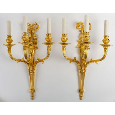 Paire d’appliques d’époque Napoléon III (1851 – 1870). XIXème siècle. Paire d’appliques d’époque Napoléon III (1851 – 1870). XIXème siècle.