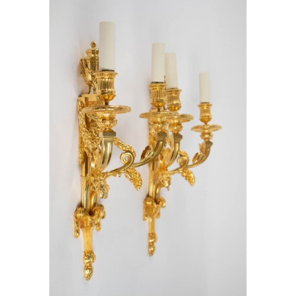 Paire d&rsquo;appliques de style Louis XVI. XIXème siècle. 7