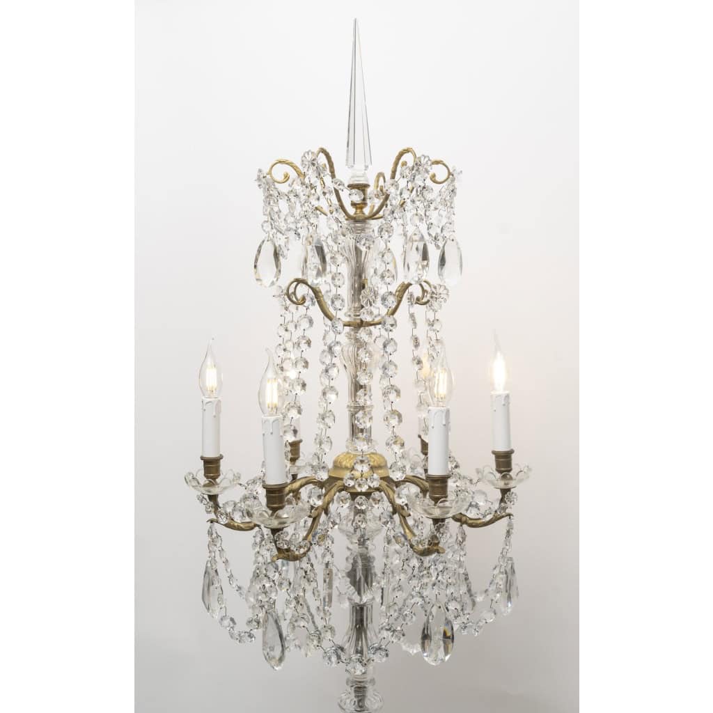 Grand Lampadaire de Style Louis XV – Bronze & Cristal 5